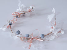 Women Girls Butterfly Pearl Blue Flower Hair Tiara Headband Fascinator Garland