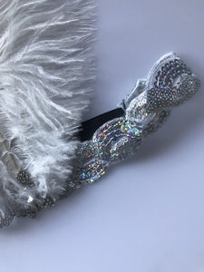 Women Lady retro White Feather Flapper Party Hair headband accessory fascinator