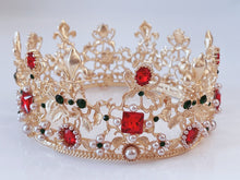 Women Gold Rhinestone Crystal Gem Queen Retro Hair Headband Royal Crown Tiara