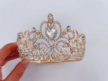 Women Girl Gold Rhinestone Crystal Princess Queen Head Hair Small Crown Tiara - Elegant Tiara for Weddings & Events