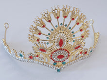 Women Peacock Egypt Greek Party Prom Hair Head Crystal Pearl Gold crown Tiara