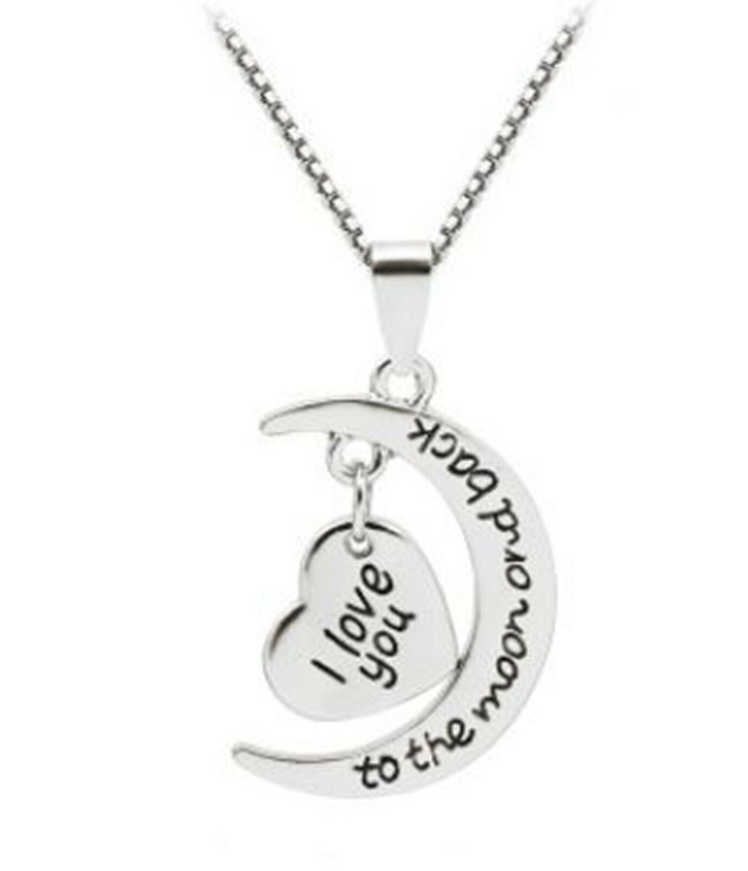 Women Girl Valentine's Heart I Love you to the Moon and Back Necklace Gift Her