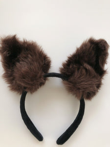 Adult Kid Brown Grey Fluffy Fur Cat wallaby Animal Ears Party Hair Headband band