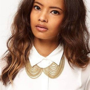 Women Lady Metallic Gold chunky choker Gothic party chain Necklace fake collar