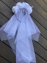 Women Flower Girl Bride White Rose Veil Halloween Party Hair band Headband CROWN