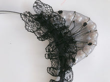 Women Girl Black Fancy Lace Pearl Cat Ears Party Hair Head Headband band hoop