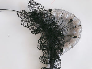 Women Girl Black Fancy Lace Pearl Cat Ears Party Hair Head Headband band hoop