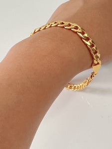 6mm thickness Men Women 18K Gold Plated Curb Link Chain Wrist Bracelet 8inch