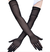 Women Opera Bride Hollywood Gothic Halloween Fancy Sheer Lace Long Black Gloves