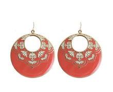 Women Retro red Boho Ethic Bohemian Round Shape Loop Earrings Ear Hook Drop Chip