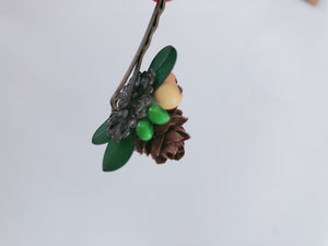 Women Lady Girl Woodland Rustic Pine nut Fairy leaf hair accessory Pin Clip