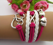 Women Retro BOHO Heart Suede Valentine's Day Gift layers Bracelet Wrist Chain