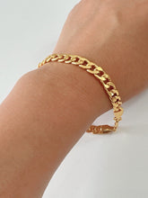 6mm thickness Men Women 18K Gold Plated Curb Link Chain Wrist Bracelet 8inch