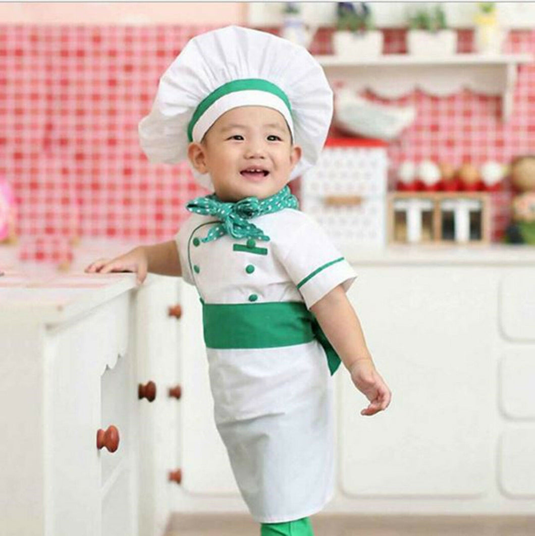Kids boy girl children Kitchen Cooking Baker Chef Hat Costume set prop 3-5 Years