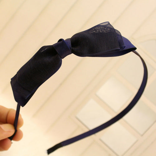 Women Lady Girl Back to School bow Lace wedding Hair head band hoop headband NAVY BLUE