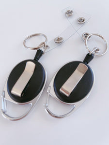 2 Retractable Badge Holder Reel Swipe Card Security ID Pull Key RING Clip Tag