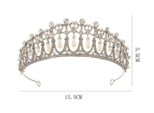 Women Bride Wedding Party Queen Pearl Crystal Rhinestone Silver Tiara Crown