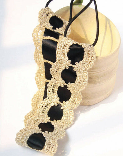 Women Lace Sweet Boho Satin Embroidery bride Hair Cuff Headband Accessory Band Dark Green