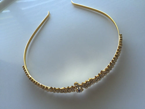 Women Girl Crystal Rhinestone Birthday Party Tiara hair Crown Headband Hoop Gold crown