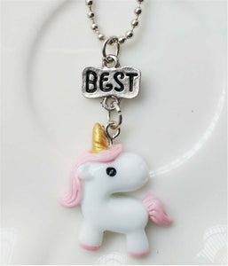Girl Children BFF Unicorn Pony 3 Best Friends Forever Pendant Necklace Gift her