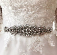 Women Wedding Bride White lace Crystal Shine Prom Cocktail party Sash Belt Tie