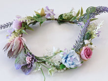 Women Wedding Retro Purple Blue Halo flower Hair Headband Crown Garland Wreath