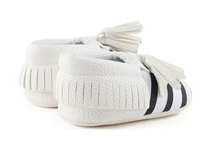 Baby Girls Children Kids White Black Stripe Sailor Tasseled Crib Dress Shoes
