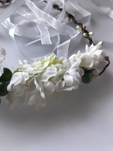 Women wedding White Flower bride Party Hair Headband Crown Prop Garland Wreath