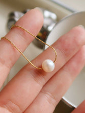 Women Bohemia BOHO Gold color Titanium Simple Slim Natural Pearl Chain Necklace