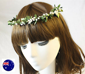 Women Girl Pink BOHO Leaf Beach wedding Flower Hair Headband crown Prop Garland