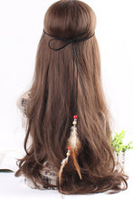 Women  Boho Bohemian Suede Feather Extension Hair Head Strap band belt headband