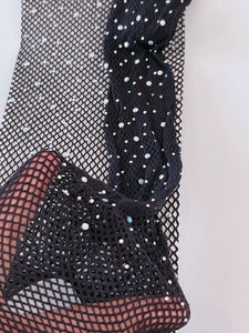 NEW Women Sexy Crystal Bling Punk Black Net Fishnet Stockings Pantyhose Tights