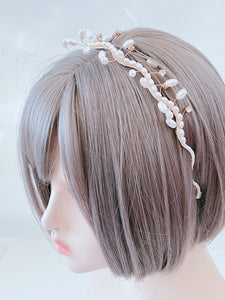 Women Bride Rice Pearl Bead Party Head Hair Band Headband Tiara Hoop Fascinator