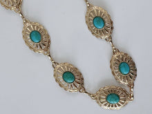 Women Gold Tone Retro Bohemian Turquoise Blue Chain Dress Slim Belt