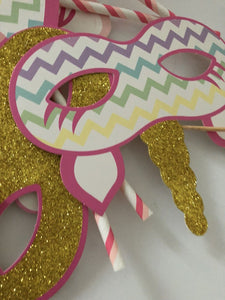 Girl Kids Unicorn pony rainbow Birthday Party Selfie Photo Booth Prop Game Signs
