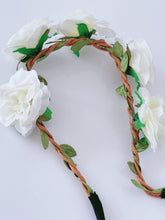 Women Cream White flower Girl Braided Beach Elastic Hair Band Headband Garland