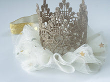 Girl Kids Baby Lace Gold Princess Birthday Crown Tiara Elastic Hair Headband