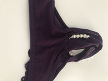 Purple Women Sexy Foreplay Open Crotch Pearl G-string Panties Thong Lingerie