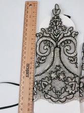 Women Hollywood Fancy Fingerless Retro Gold Embroidery Short Lace Black Gloves