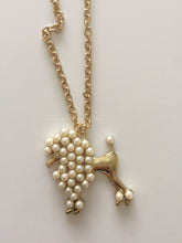 Women Girl Retro Metallic Puppy Poodle Pearl Dress Sweater Long chain Necklace