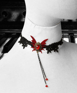 AU Women retro Halloween Vampire Witch Bat Crochet Black choker Short Necklace