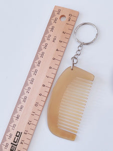 Natural Ox Horn Mini Massage Comb Keyring - Healthy Circulation Brush & Key Chain Gift