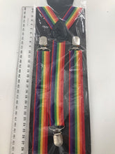 Men Lady Adult Girl Costume Party Rainbow Colorful Stripe Brace Suspender belt