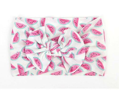 Girl Kids Flower Ribbon Bow Turban Soft Hair Head band Headband Wrap Bandana 0-5 Watermelon