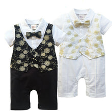 Boy Kid Baby Christening Wedding Party Bowtie Romper Bodysuit Outfits Suits