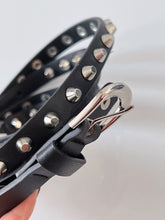 Women Slim Thin Skinny Rock Gothic Punk Metal Spike Studded Rivet Buckle Belt