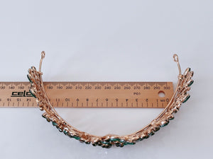 Women Retro Green leaf Crystal Black Queen Party Hair Head Headband Crown Tiara