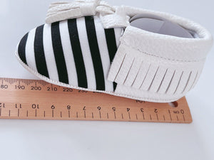 Baby Girls Children Kids White Black Stripe Sailor Tasseled Crib Dress Shoes