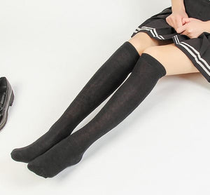 Women Girls Lady Black Winter Knee Below Leg Warm School Long Socks Tights