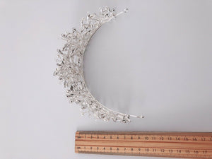 Women White Pearl Crystal Queen Bride Party Hair Head Prom Headband Crown Tiara